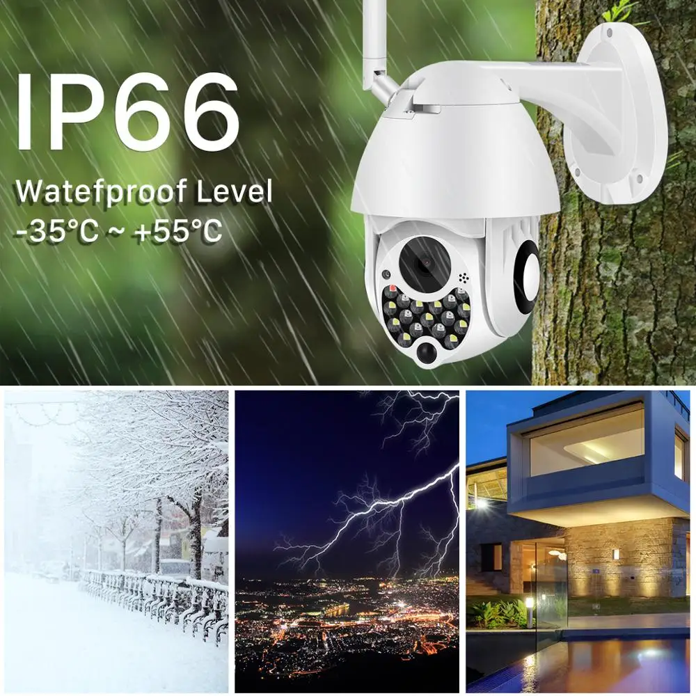 1080P открытый Wifi PTZ Камера с Сирена светильник автоматическое слежение за wi fi