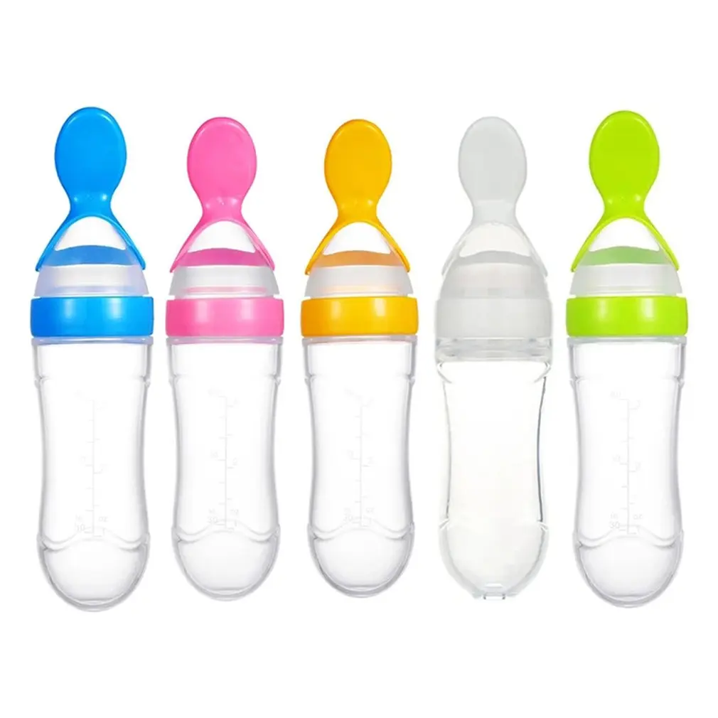 Baby Rice Paste Bottle Baby Silicone Milk Bottle Feeding Spoon For Baby Silicone Squeeze Rice Paste Bottle Baby Feeding Tools