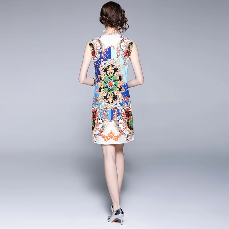 

Dresses Women Midi Dress Elegant Office Lady A-LINE O-Neck Summer 2021 Young Print SHORT Empire Clothing Pullover Vintage DRESS