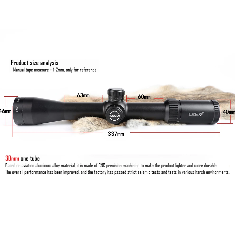 LEBO BJ3 12x40FFP оптический прицел Parallax охотничий с первым фокусным расстоянием