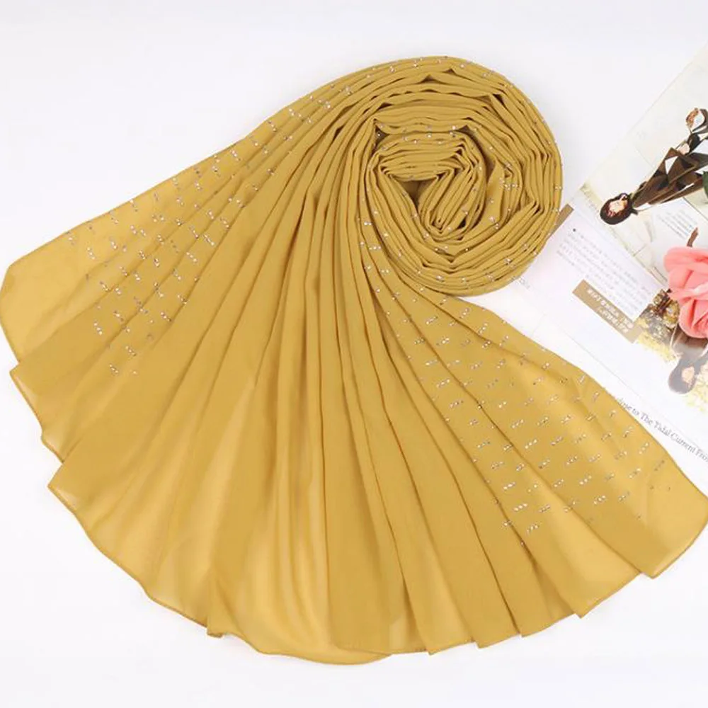 Хиджаб шарф 2020 зимнее пончо Женская мода мусульманские длинные шифоновые шали с