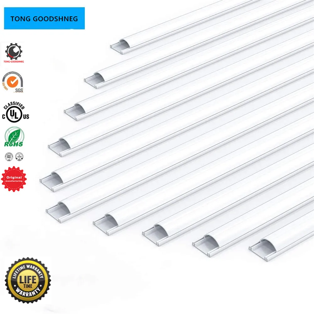 Heavy Duty Cable Protector Cord Channels,Durable Gray PVC is Flexible,Easy to Unroll,Conceal Wires at Home, Office,Warehouse