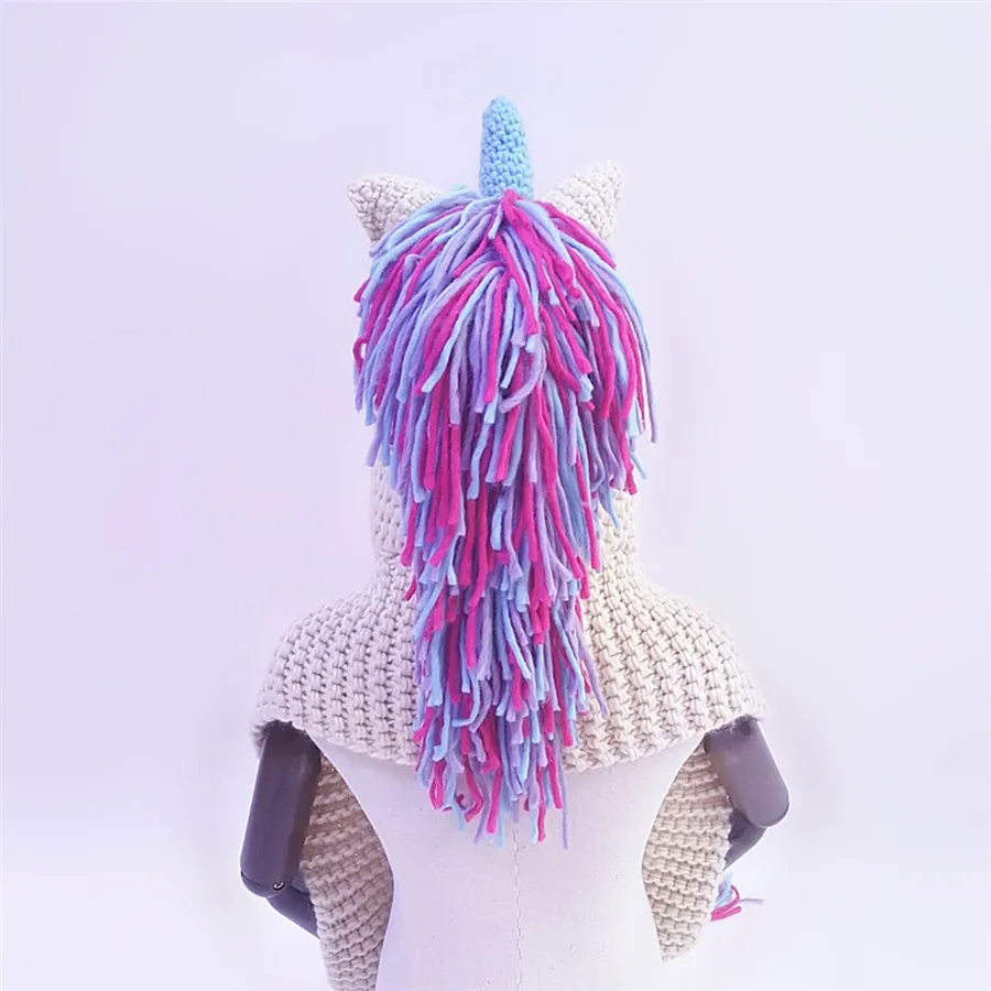 Детские мягкие шапочки с радужным единорогом шаль шарф набор двумя карманами