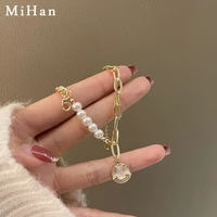 mihan jewelry for women face pendant charm bracelet delicate design hot selling simulated pearl chain bracelet for girl lady