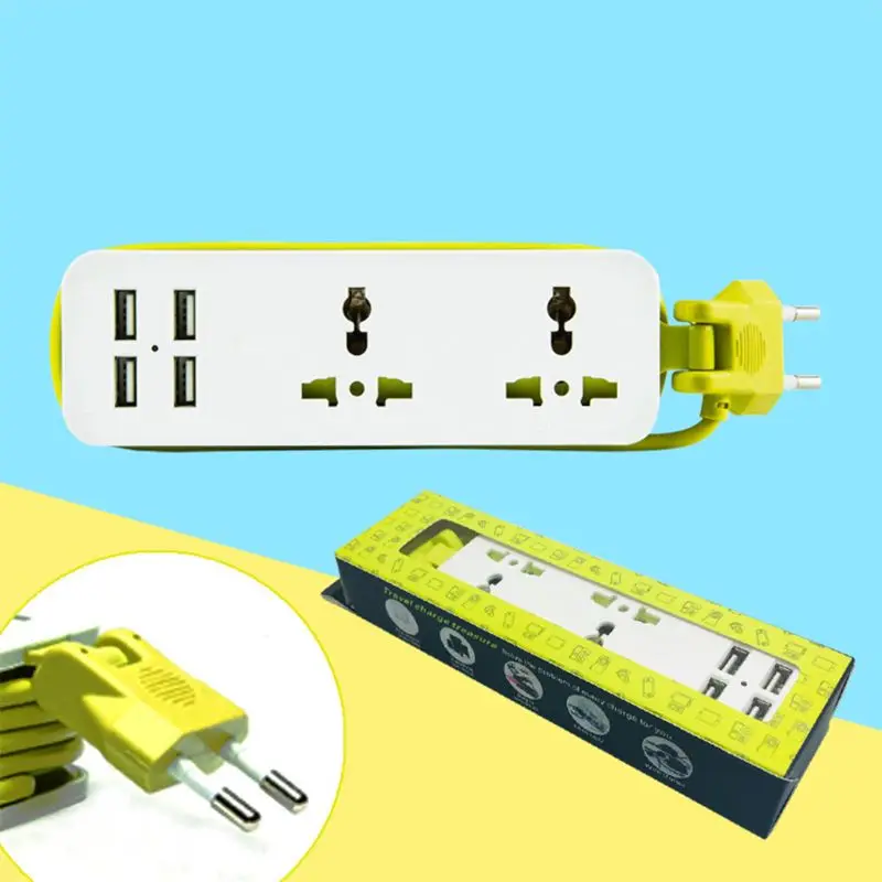 Сетевой удлинитель с европейской вилкой и 4 USB разъемами электрический