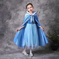 girls velvet blue hooded cloak princess long cape with hood kid christmas carnival cosplay costume children dress up party 4 12y