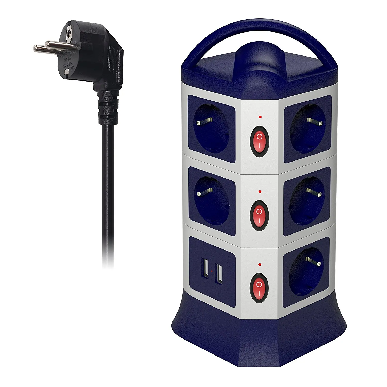 11 OUTLETS 2USB Блок питания Tower, USB розетки 7/11, AC, EU Розетка с USB 2 портами, индивидуально переключаемый выдвижной удлинитель 1,8 м/6 футов - Цвет: 11 OUTLETS 2USB