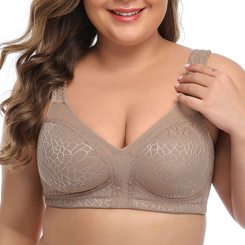Большой бюстгальтер женский минимайзер размера плюс B C D DD DDD F G чашка Кружева Bralette