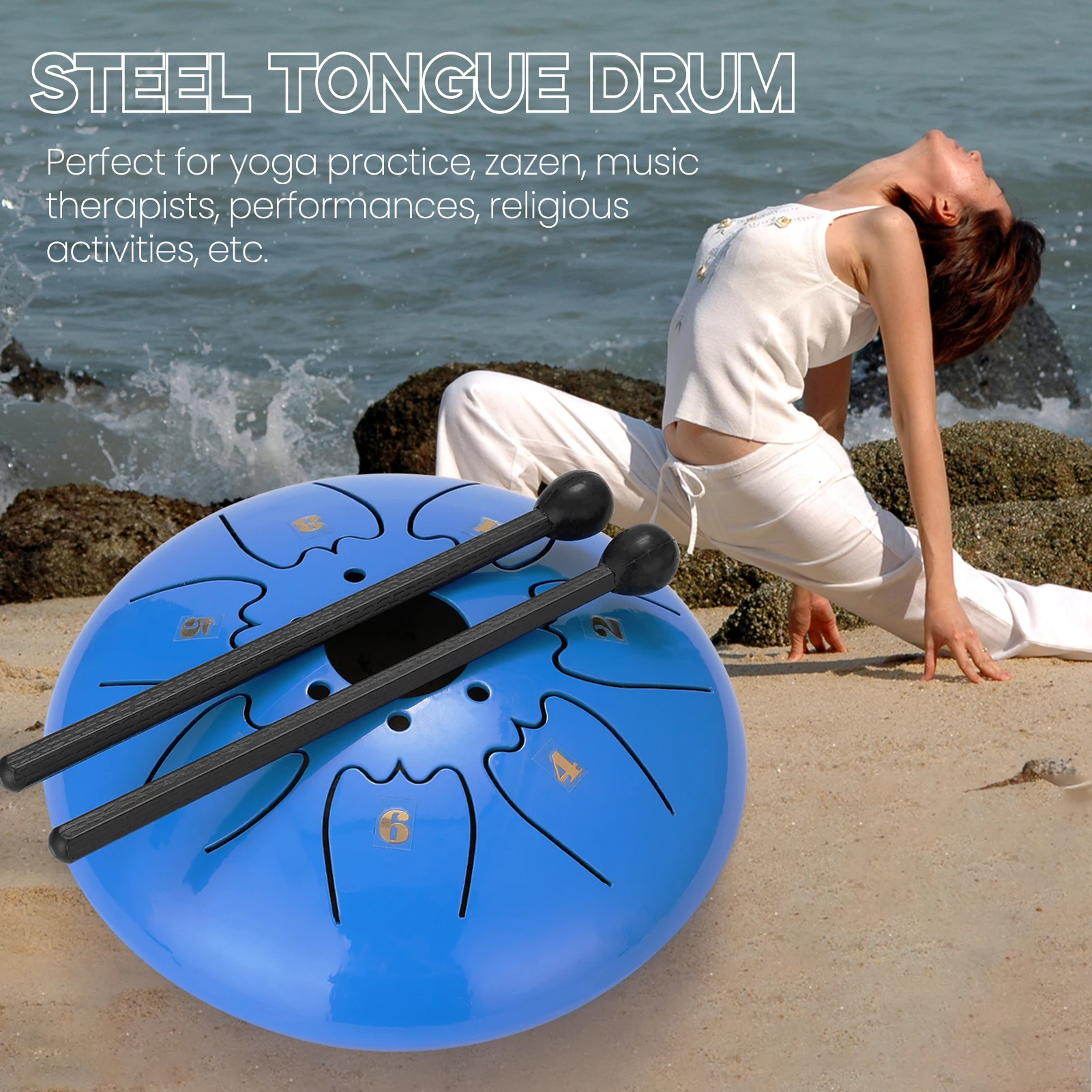 

6 inch 7-Tone Steel Tongue Drum Percussion Drum Mini Hand Pan Drums with Drumsticks Percussion Musical Instruments Holiday gifts