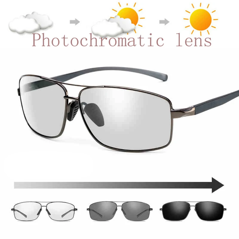 

2021 Aluminium Brand Photochromic Sunglasses Mens Transition Lens Driving Polarized Sun glasses for Men Fashion UV400 Goggles