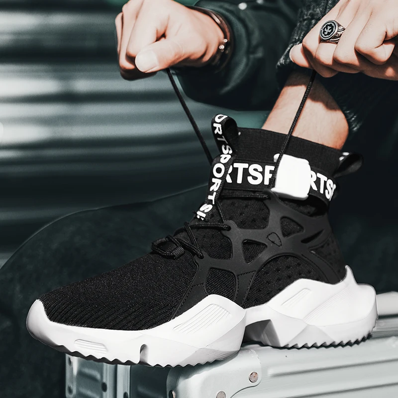 Мужские кроссовки для бега с высоким берцем Легкие на массивном каблуке дышащие