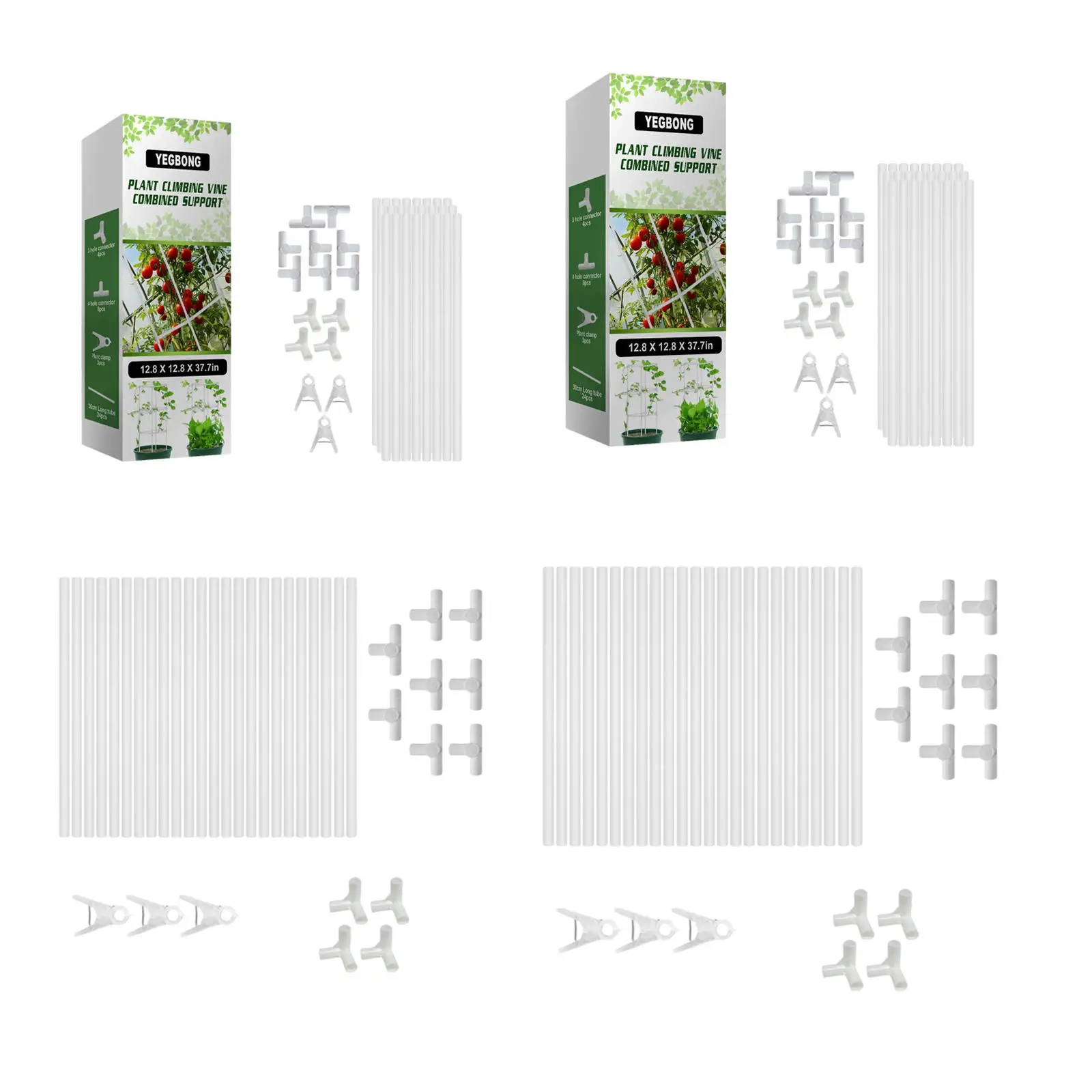 

39Pcs Tomato Cages with 24 Trellis Stakes 12 Connector and 3 Clips Garden Plant Support for Climbing