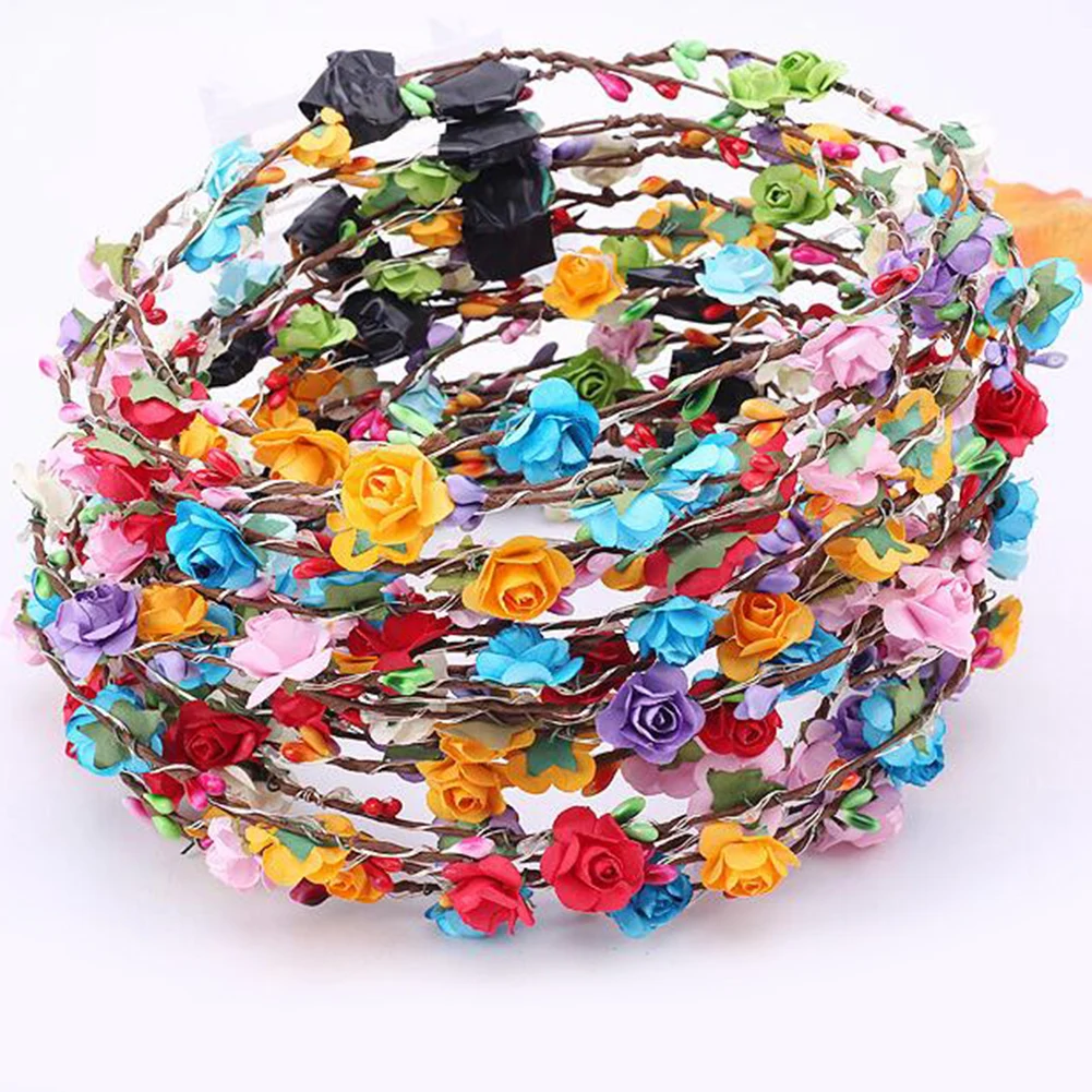 LED Glowing Women Girls Flower Headband Hairwear Head Wreath Crown Tiara Headwear Festival Photo Shoot Concert Party Supplies | Игрушки и
