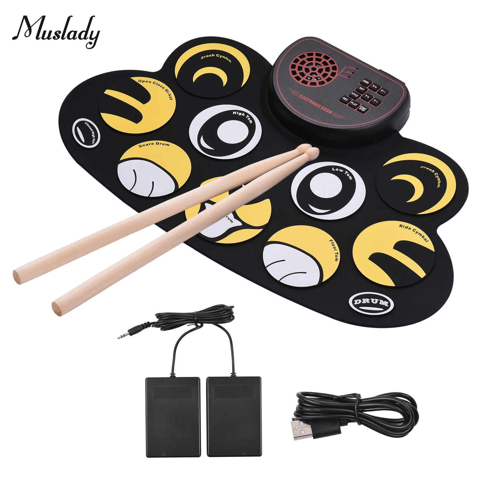 Muslady набор электронных барабанов портативный роликовый барабан тренировочная