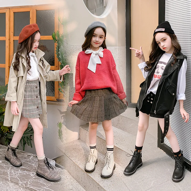 Новинка осенние детские Ботинки Martin ботинки из натуральной кожи для маленьких