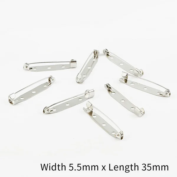 Rhodium 5.5x35mm 50 шт./Партия 15 20 25 30 35 мм золото/серебро/бронзовая брошь зажим базовые булавки безопасные булавки брошь настройки базы для украшений ручной работы Изготовление ювелирных изделий - Цвет: Rhodium 5.5x35mm
