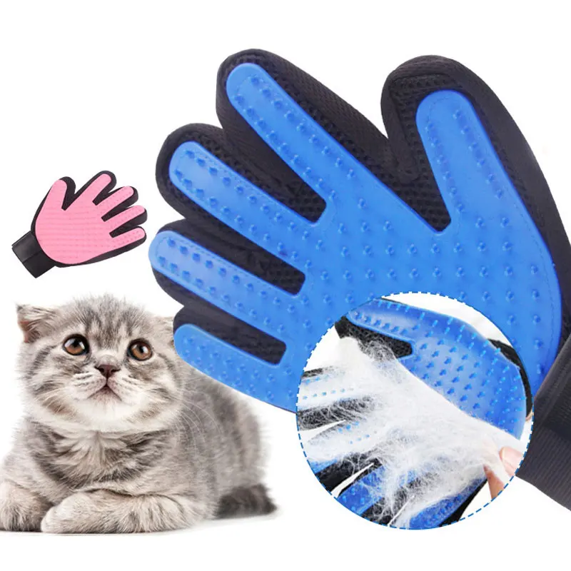 

Cat Pet Grooming Glove Silicone Dogs Brush Comb Deshedding Hair Gloves Dogs Bath Cleaning