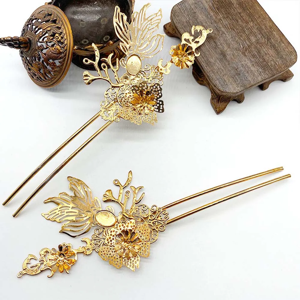 Китайские традиционные винтажные металлические заколки для волос u образная