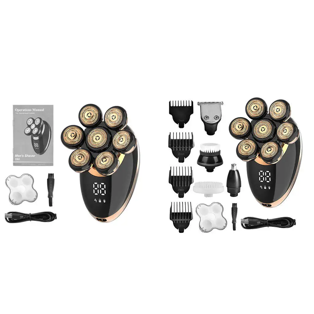 

Electric Shaver 7 in 1 Cleaning Professional Shaving Cordless LED Display Trimmer for Beard