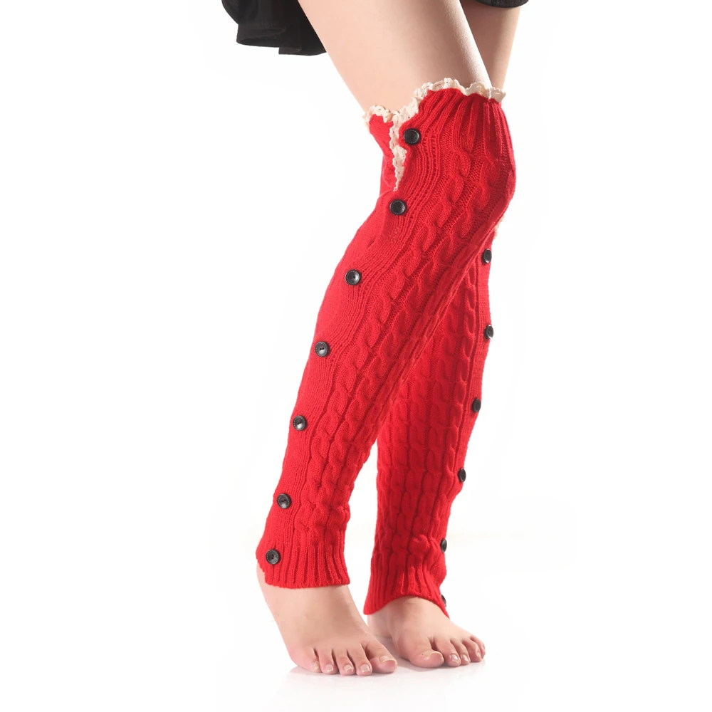 2 пары новые женские однотонные теплые вязаные вещи для зимы кружевные гетры с