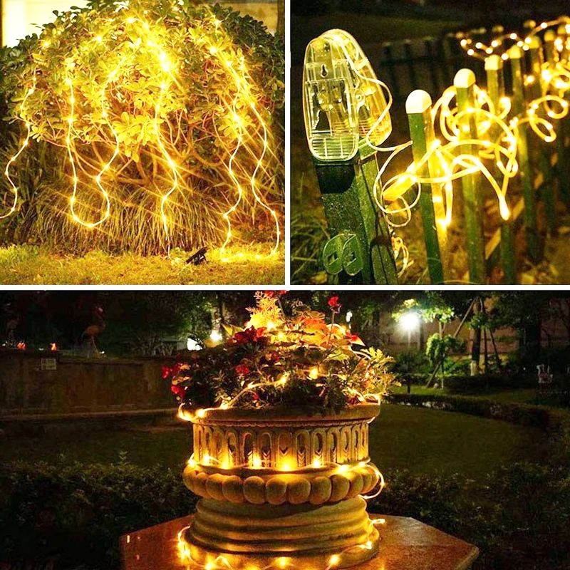 

22m Outdoor Solar Energy 8 Modes LED String Light USB Remote Rope Tube String Garland Fairy Light String Wedding Holiday Decor