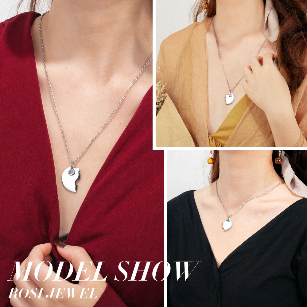 3pcs/Set Personalized Stainless Steel Heart Best Friend Necklace Customized Birthstone BFF Necklaces for 3 Friends (NE104007) | Украшения и