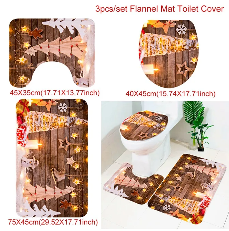 Toilet Mat Cover 4 HUIRAN Рождество ванная комната шторки коврик сиденье для унитаза украшения Рождественские украшения для дома рождественские подарки год - Цвет: Toilet Mat Cover 4