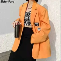 sister fara new spring 2022 plus size loose blazers jacket woman single breasted notched solid jacket autumn office lady blazers