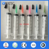 free shipping 6 sets glue dispensing syringe 10ccml with dispenser tapered needle tips
