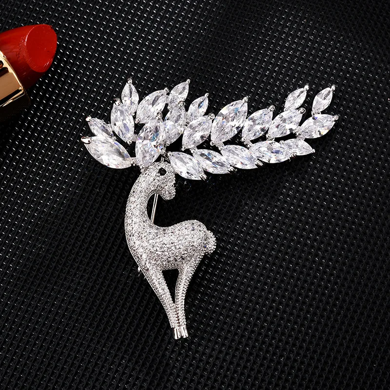 

Big Horn Deer Zircon Brooch High Grade Sika Deer Brooch Pin Fastener Clothing Accessories Korean Brooches