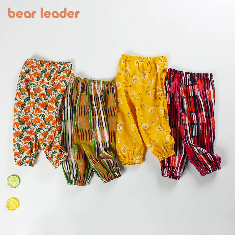 

Bear Leader/летние тонкие штаны для мальчиков и девочек; Коллекция 2022 года; Модные капри с цветочным рисунком для малышей; Детская свободная Мила...
