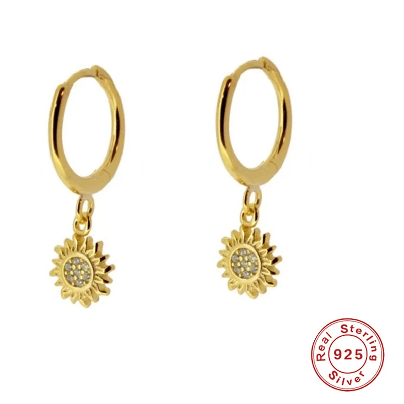 Женские серьги из серебра 925 пробы с подсолнухом | Украшения и аксессуары