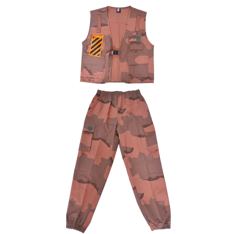 

New Children'S Jazz Dance Costumes Street Dance Camouflage Suit Boy Girls Hip Hop Clothing Performance Stage Outfits DQS2961