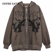 coyeecat hoodie angel fairy grunge dark print y2k jacket coat women hip hop streetwear harajuku anime hoodies coat zipper hoodie