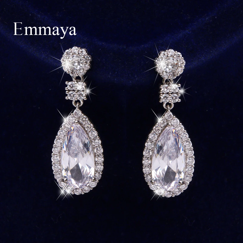 Emmaya New Fashion Long Waterdrop-shape White Earring For Women High Quality Zirconia Elegant Jewelry Charming Gift In Party | Украшения и
