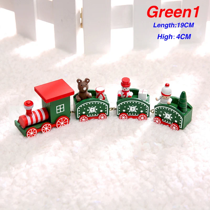 Green Train 1 Navidad деревянный Рождественский поезд новогодняя игрушка подарок для детей Снеговик Рождественская елка украшения для домашнего праздника - Цвет: Green Train 1