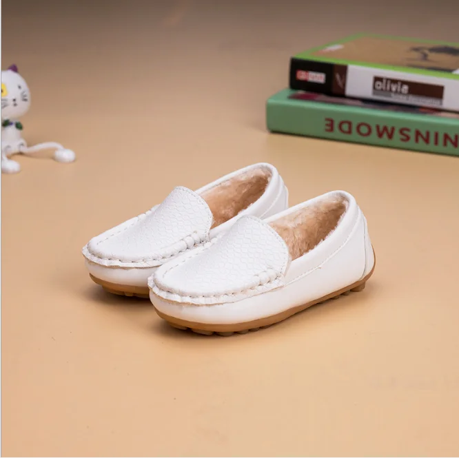 Туфли детские из ПУ кожи мягкие удобные лоферы без застежки повседневная обувь с