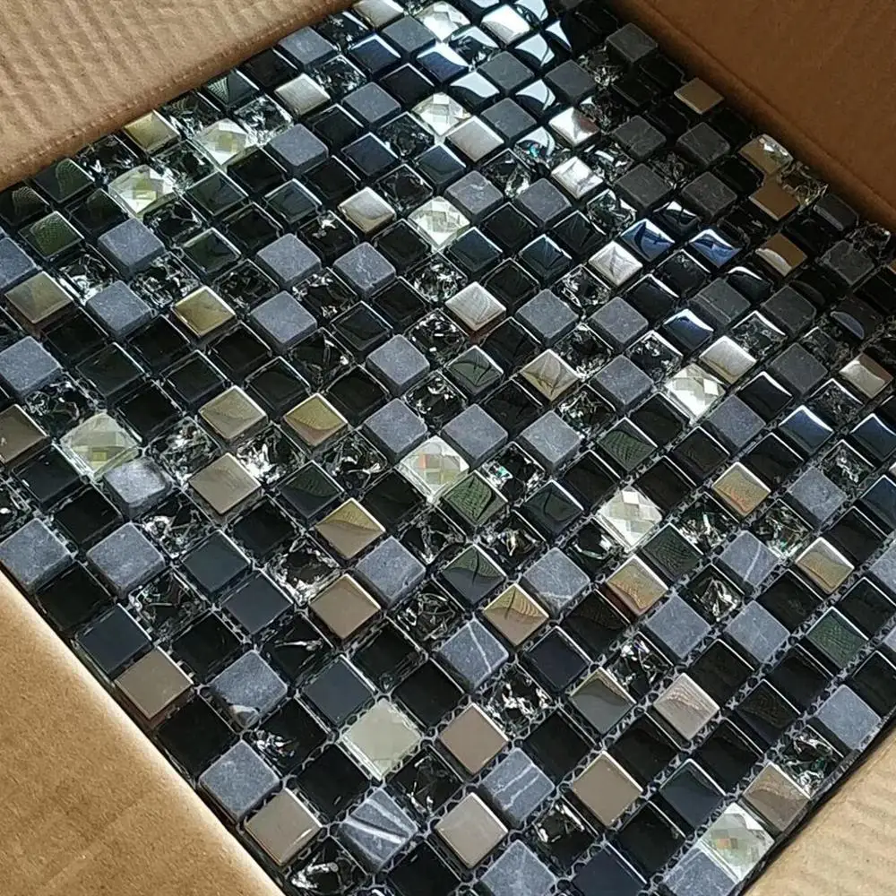 Роскошная черная каменная 13 скошенная Алмазная зеркальная стеклянная мозаичная