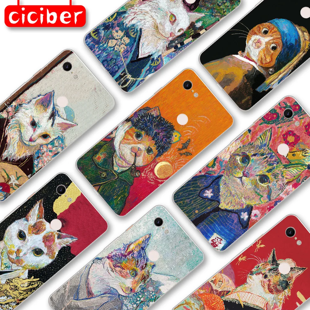 

Van Gogh Cat Case For Google Pixel 4 5 3 2 XL Cover for Pixel 3a 4a XL 5G Soft Silicone TPU Shockproof Protect Phone Back Fundas
