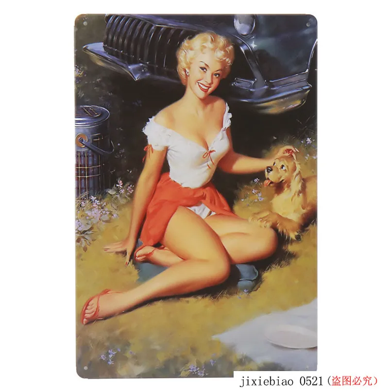 Pin Up Девушка Tintin металлические знаки плакат Автомобильная пивная доска настенная