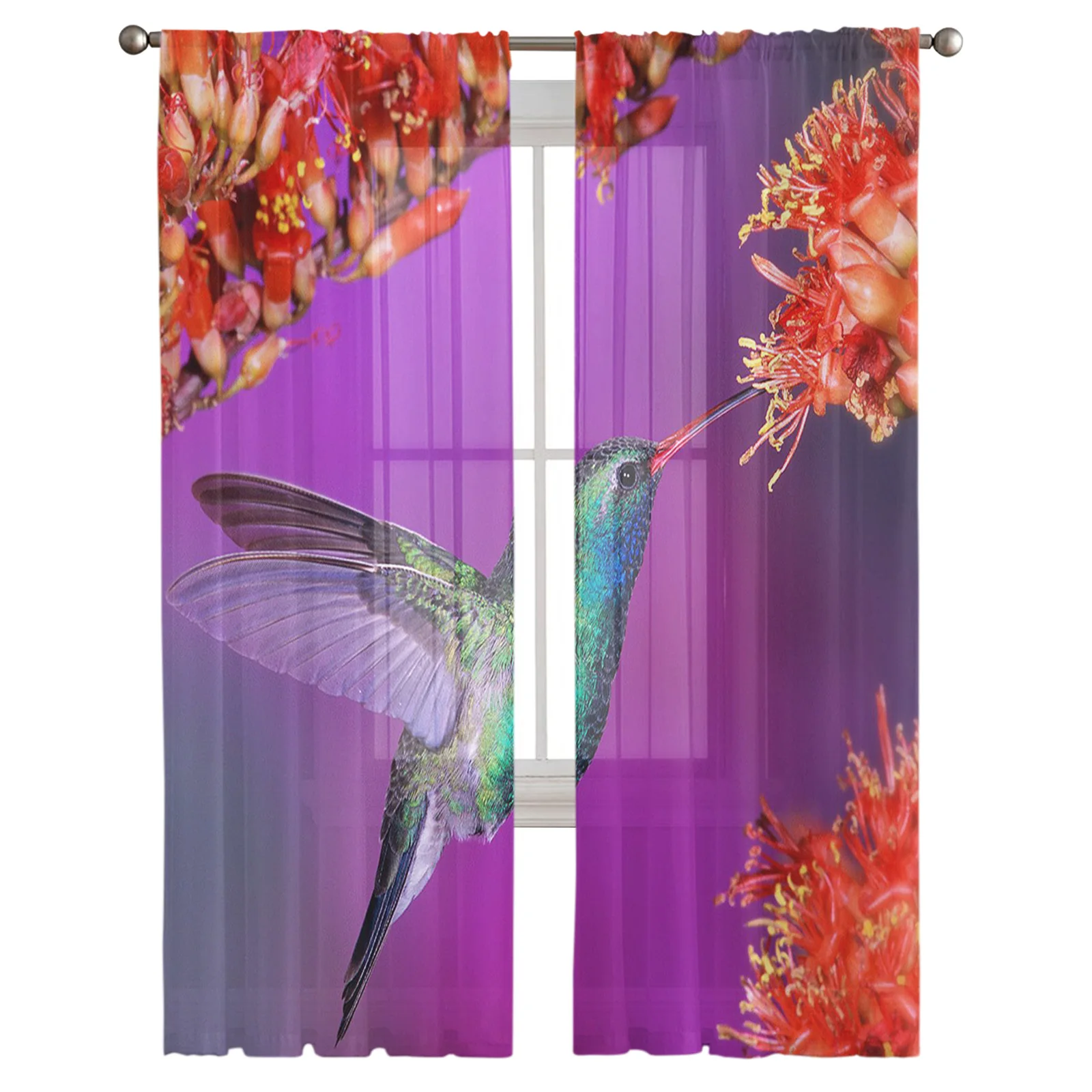 Прозрачные шторы с колибри в стиле ретро тюлевые занавески на окна для гостиной