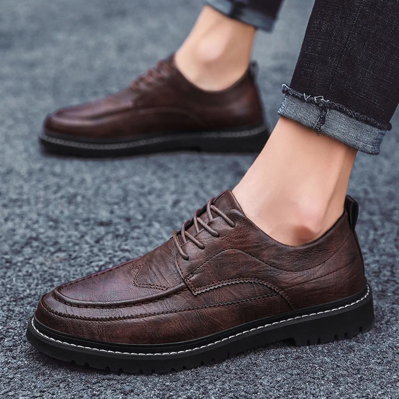 

Men Shoes 2019 Autumn Fashion Men Leather Casual Outdoor Men's Shoes Classic Leisure Footwear Black Men's Casual Shoes G11-60