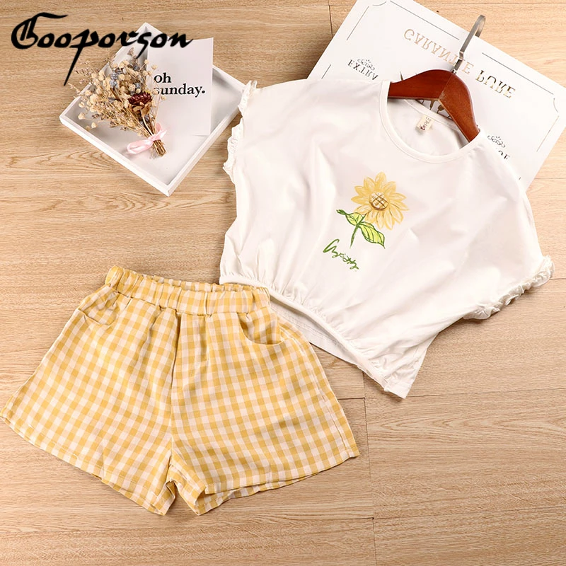 Модный летний комплект одежды для девочек белая рубашка с рукавами летучая мышь