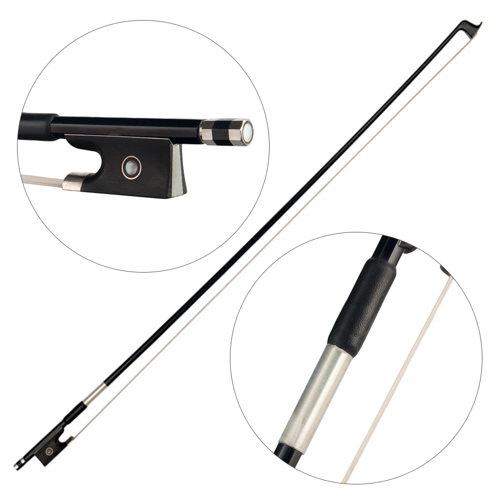 

4/4 Violin Bow Graphite Black Carbon Round Ebony Frog Violin Aeccessaries