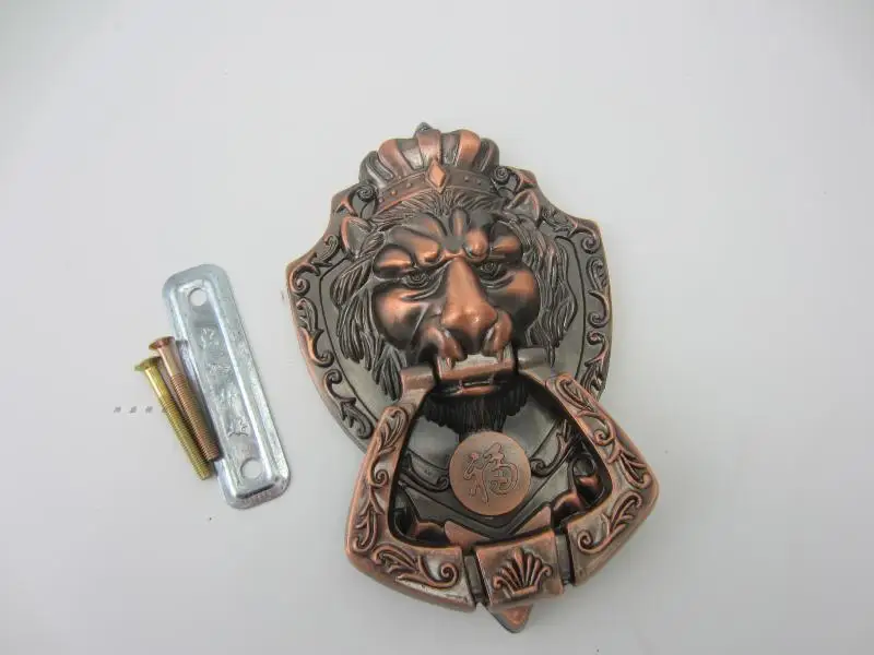 

Lion head handle unicorn beast door knocker Chinese style old iron archaize