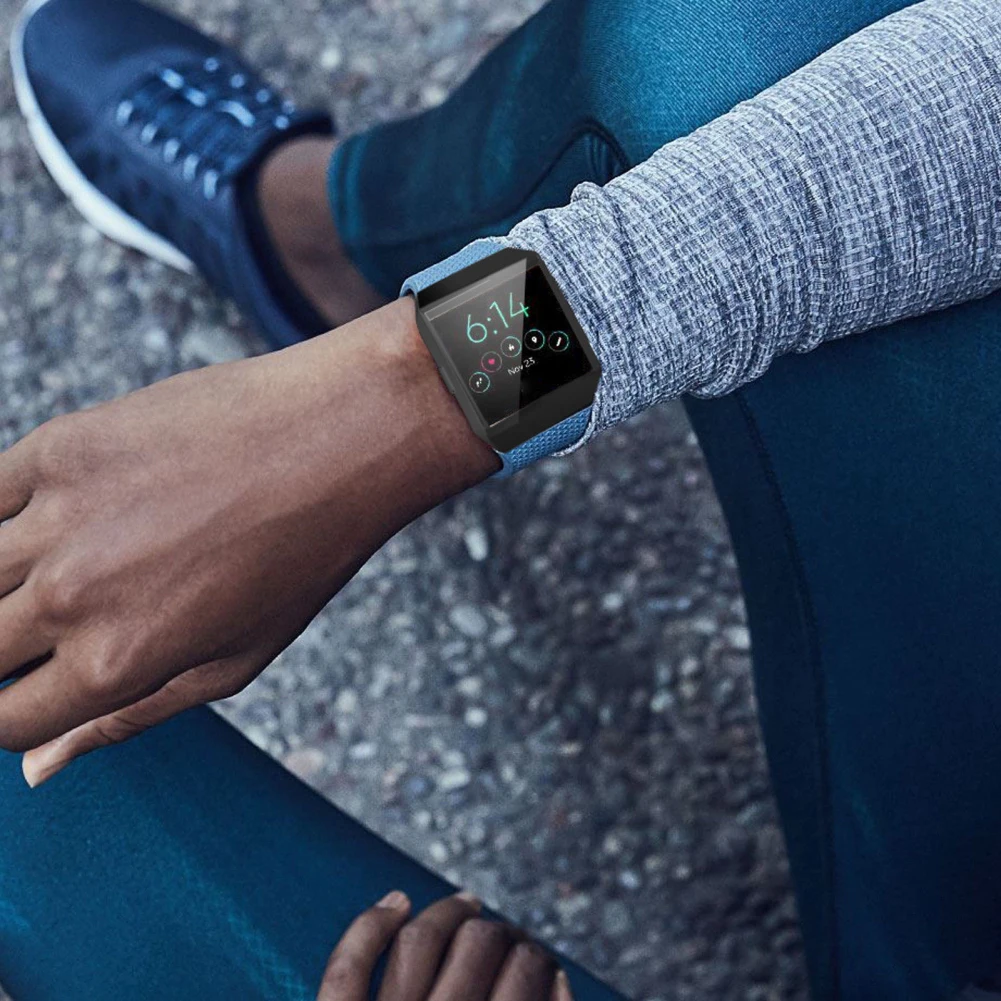 Многоцветная силиконовая рамка, кожаный чехол, защитная оболочка для Fitbit Ionic Smart Watch Band, защита экрана
