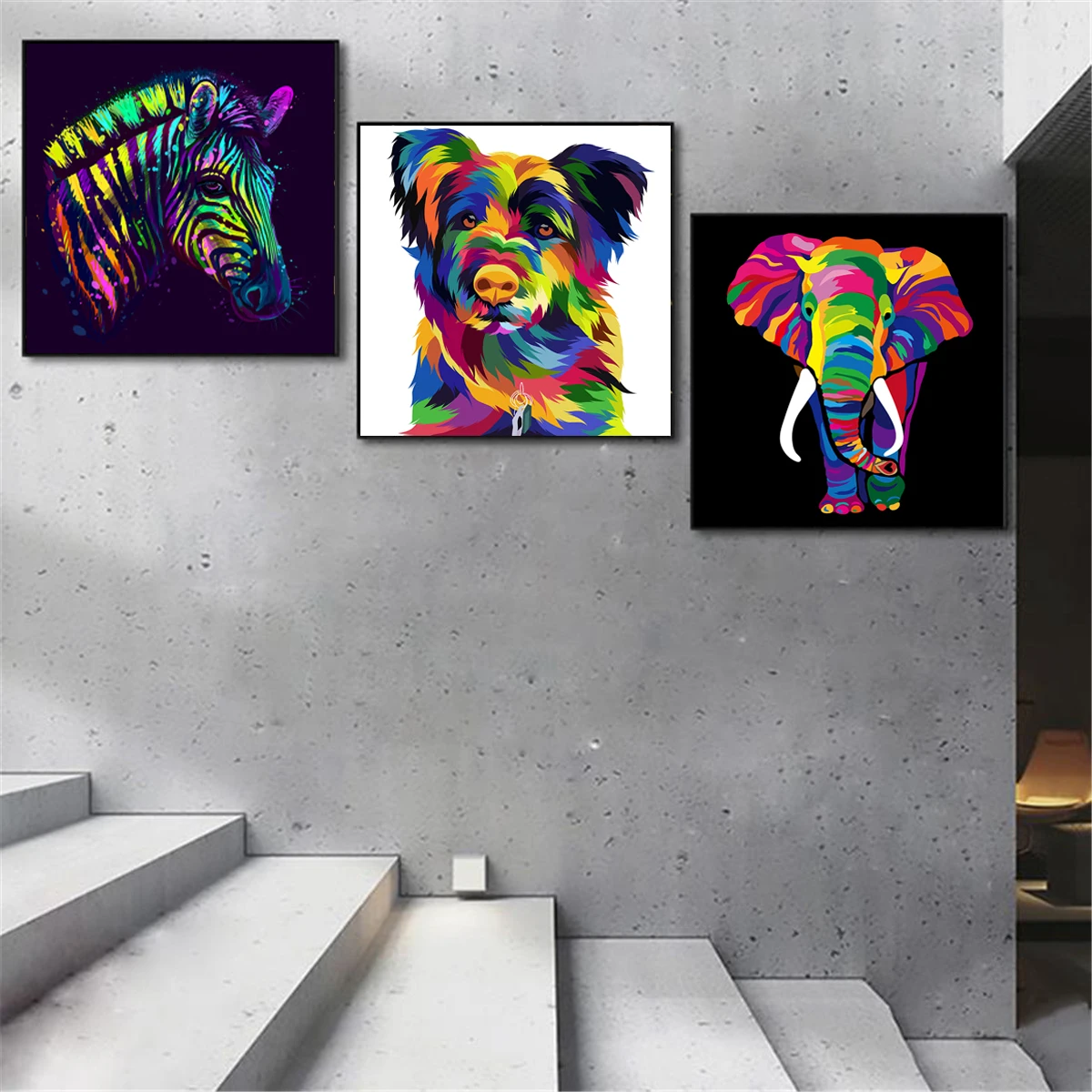 Животные собака слон граффити искусство холст плакаты картины настенные