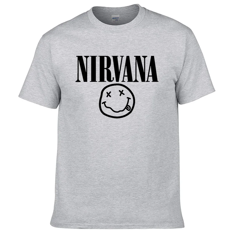 Nirvana хип-хоп Мужская футболка Летняя рок-группа Харадзюку Футболка с принтом хлопок Удобная уличная одежда Свободный Топ с круглым вырезом