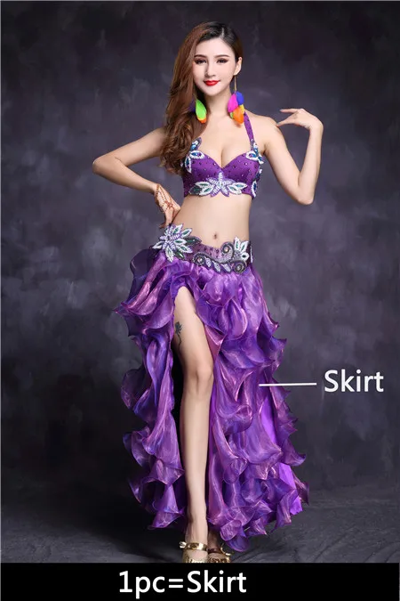 Purple 1pc Высокое качество танец живота костюм юбка для танца живота танцевальное платье Топ Бюстгальтер Болливуд Египетский Восточный танец одежда для взрослых женщин Новинка - Цвет: Purple 1pc