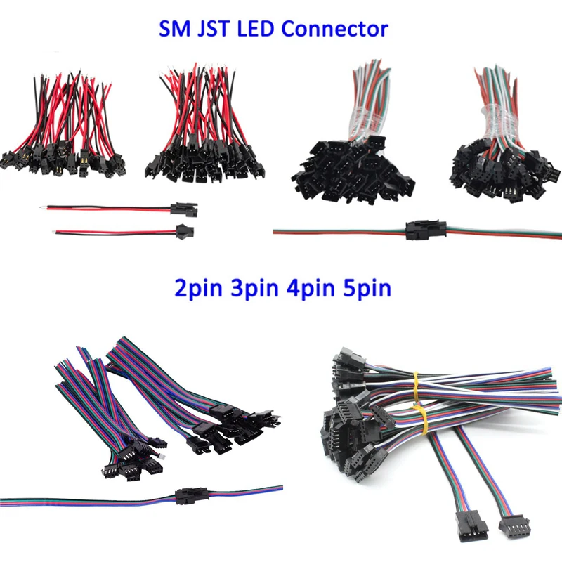 

2pin 3pin 4pin 5pin 6pin JST LED Connectors,Male And Female Connector Female Plug for LED Downlight Ceiling Lamp